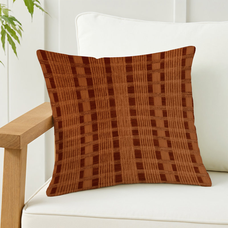 Coussin décoratif intérieur et extérieur ArtDeco, Carré 20 po, Brun à carreaux 447