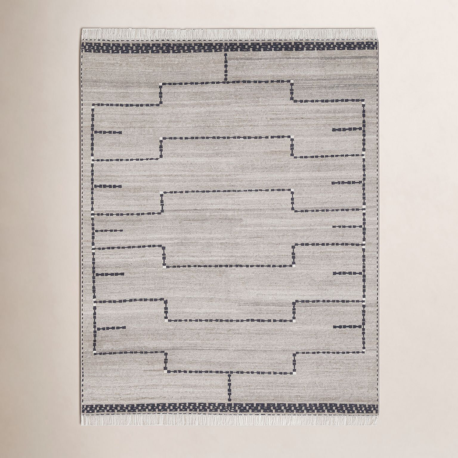 Natural Black Hand-Knotted Rug, Rectangle 8'10" x 11'11"