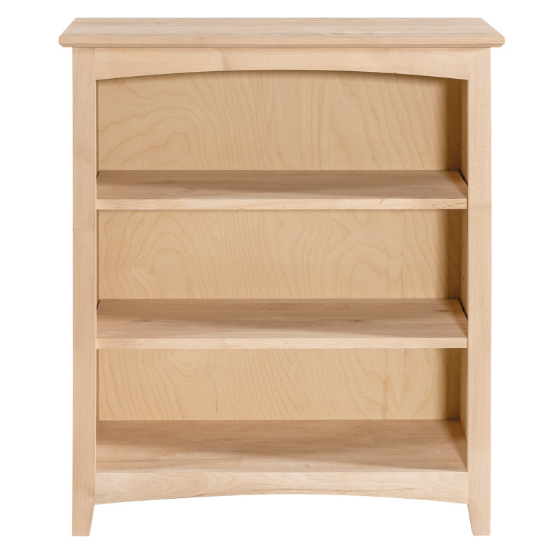 Malani 36" H Solid Wood Classic Bookcase, (3 Shelves) 36"H x 31.75"W x 12.875"D, Unfinished