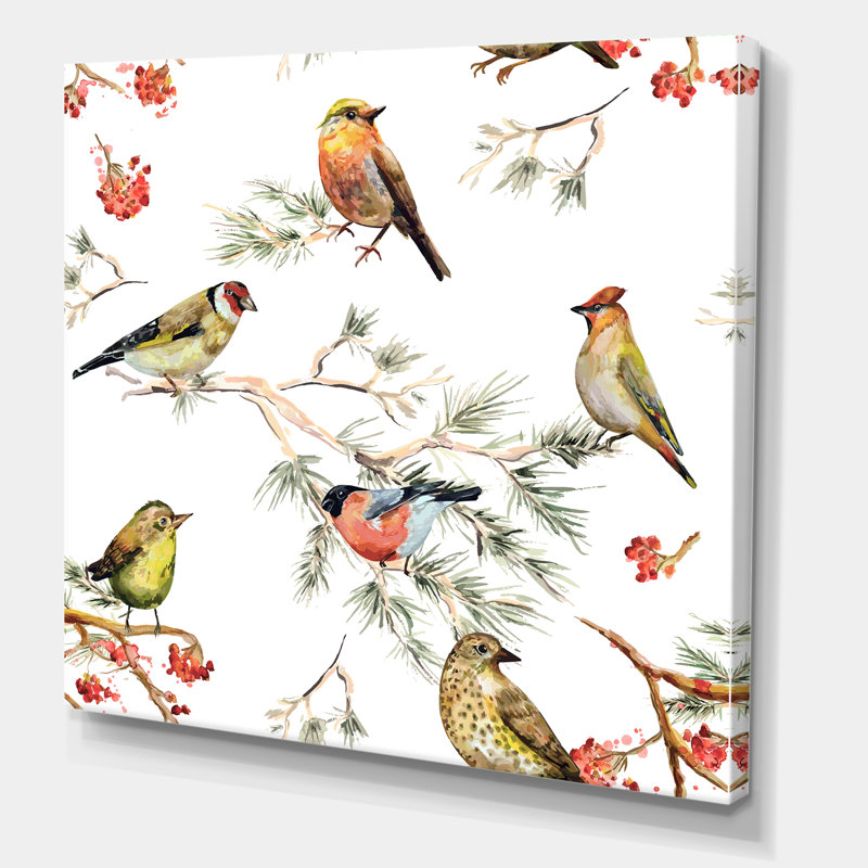 «Forest Birds On Branches», reproduction sur toile, Toile tendue, H 36 po x l 36 po x P 1 po