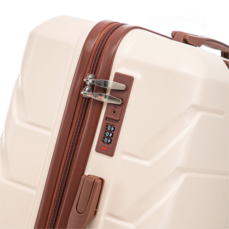 20 po / 24 po / 28 po 3 pièces / ensemble en valise à roulettes ABS, couleur assortie, avec serrure à combinaison, Beige