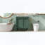 Meuble-lavabo avec lavabo en céramique, deux portes à fermeture douce, pieds en bois massif et tablette réglable, vert-2024271249-2024271253