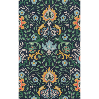 Tapis bleu marine en laine touffeté à la main Annechien Newport