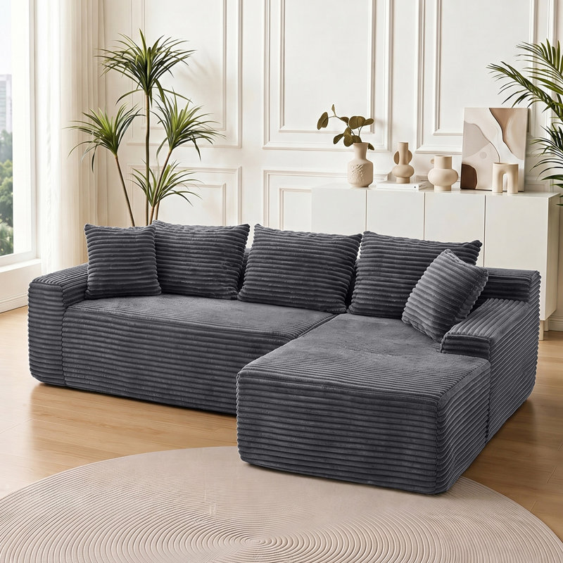 Canapé modulaire pour canapé modulaire avec méridienne 95 po, Grey, Orienté à droite