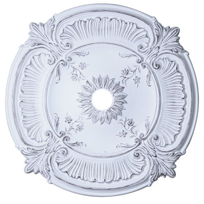 Artistry Lighting Round 30" Distressed White Flower Motif Ceiling Medallion (ARP26-F9)
