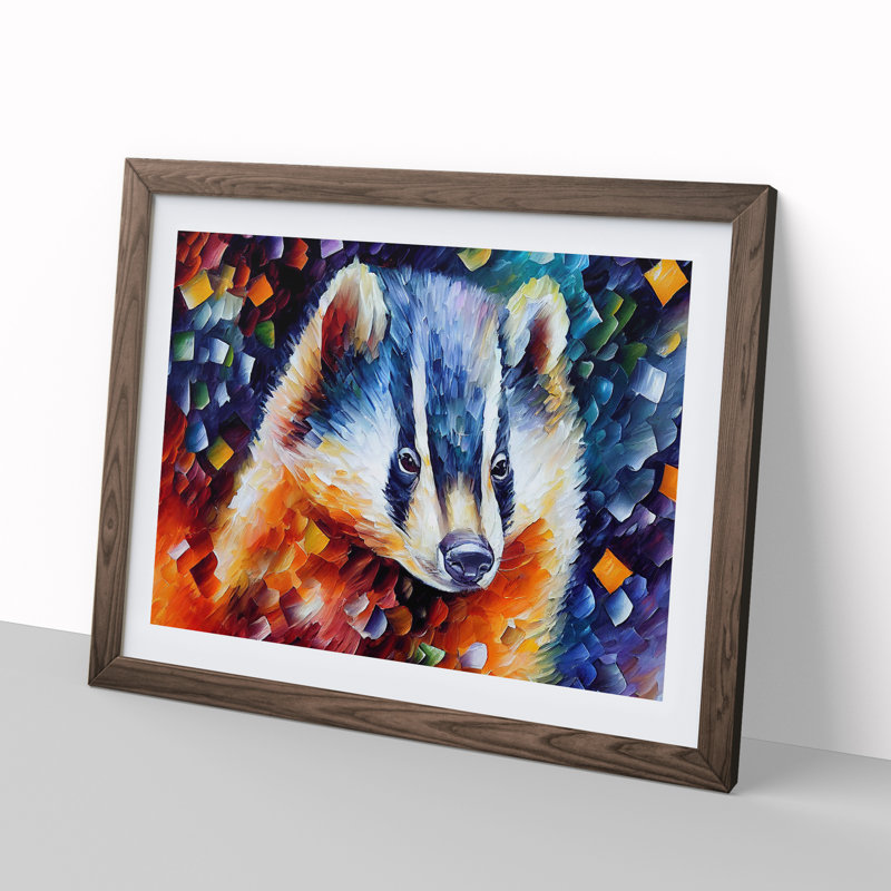 Badger Painting Abstract - Framed Print, 25cm H x 34cm W x 2cm D, Walnut
