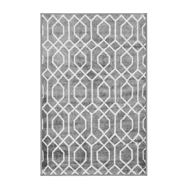 Tapis gris tissé à la machine Friedman, Rectangle 8 pi x 10 pi