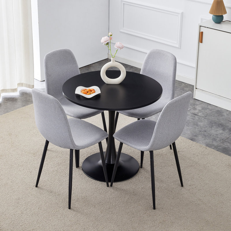 Ensemble de salle à manger 5 pièces Mid-Century, Gris clair