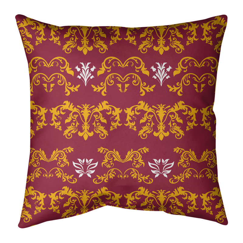Housse et insert de coussin carré Arizona Football Baroque, 36 po x 36 po, Jaune / Rouge / Blanc