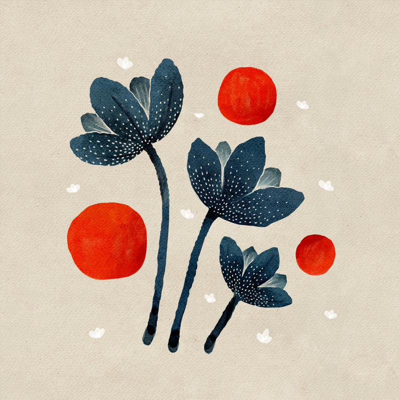 Fleurs bleues II sur toile par Katie O'Shea, L 12 po x H 12 po