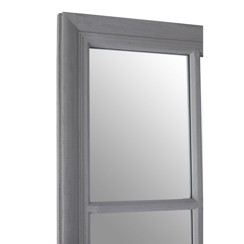 Anneliese Solid Wood Concave Wall Mirror, Grey