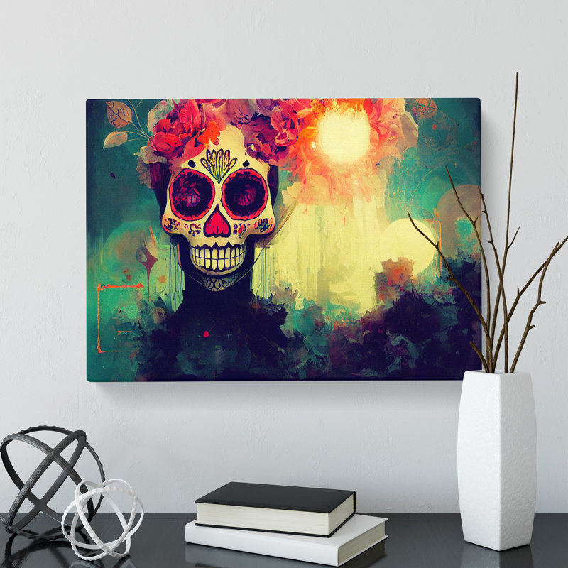 Sugar Skull Woman Vol.5 Abstract - Wrapped Canvas
