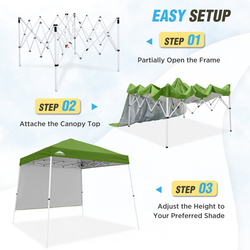 Green 10x10 Steel Portable Pop-Up Canopy Tent