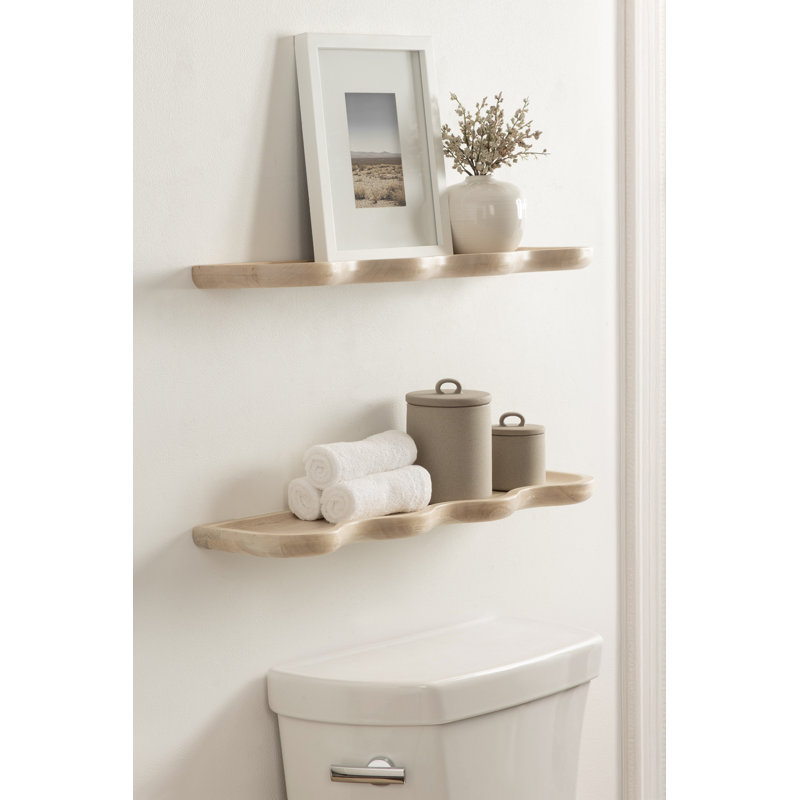 Tablettes flottantes en bois de manguier Alezar, Blanc