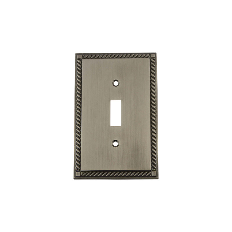 Rope 1-Gang Toggle Light Switch Wall Plate, Antique Pewter