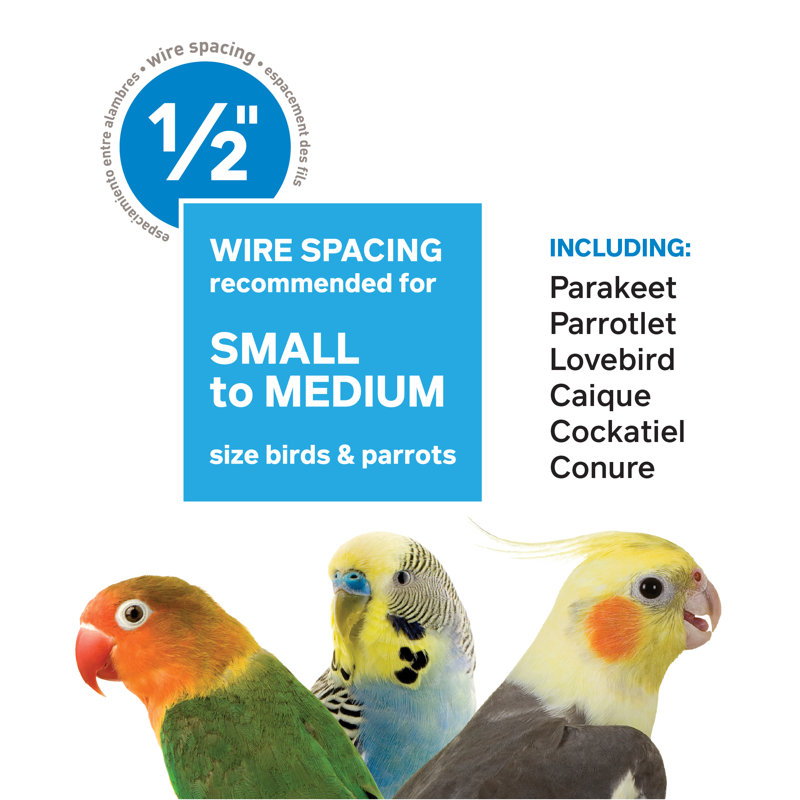 White Metal Flight Bird Cage with Wooden Perches
