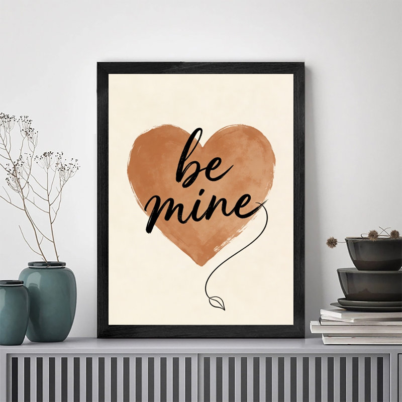 «BE MINE», impression encadrée noire, impression sur toile, thème de la Saint-Valentin, H 25 po x l 17 po