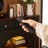Nut-Brown Solid Wood Freestanding Fireplace
