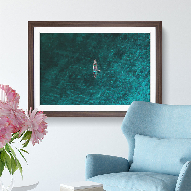 High Above the Boat - Framed Print, 24cm H x 33cm W x 2cm D, Walnut Framed