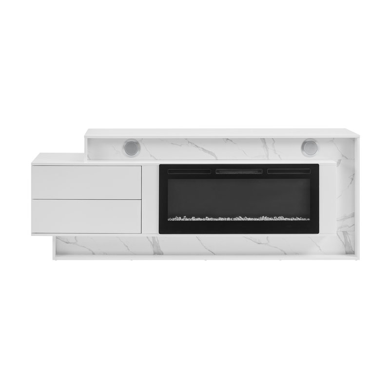 KERRY WHITE 87" ENTERTAINMENT UNIT WITH SPEAKER AND LED