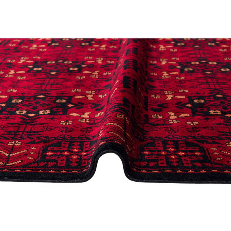 Tapis d'entrée tissé à la main, 6,6 x 9,8 pi, rouge | 100% viscose de bambou, hauteur des poils: 0,3 po, 3200 g / m² | 168 000 points de fil | Durable, facile à nettoyer, parfait pour le décor du salon et du vestibule