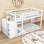 Lit superposé multifonctionnel en bois avec tiroirs et tablettes de rangement-726015994-726015989