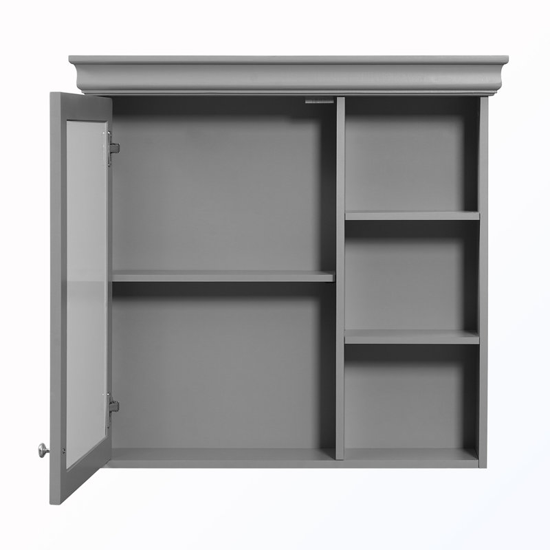 Wall Mounted Bathroom Cabinet With Mirror And Storage, Gray