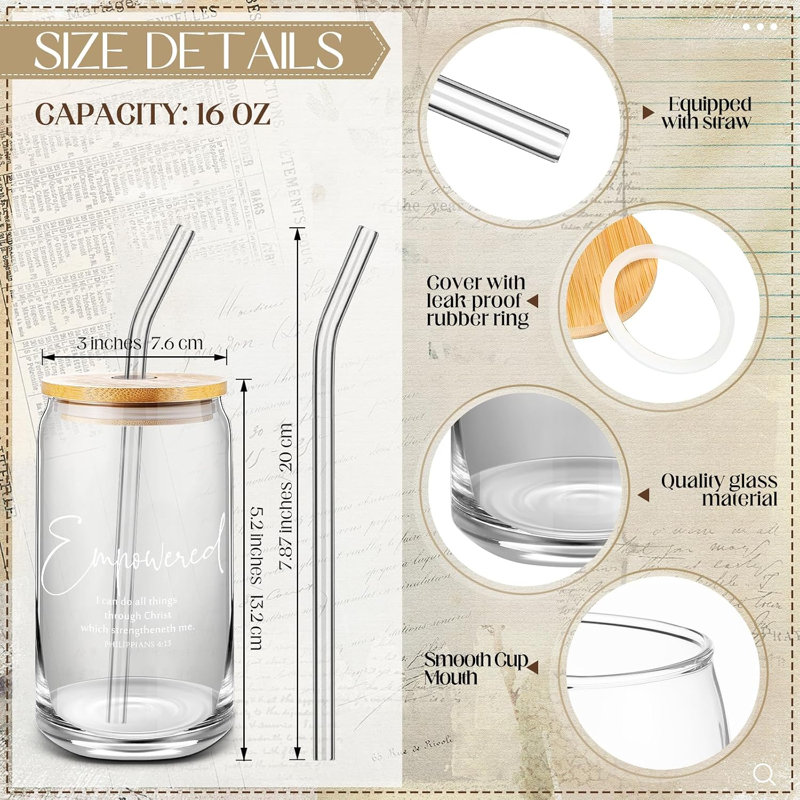 Lot de 12 verres à liqueur chrétiens de 47 cl (16 oz), verres réutilisables avec versets bibliques, cadeau classique pour la fête des grands-parents.