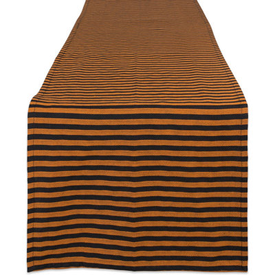 Décoration de table de fête d'Halloween, tissu de coton réutilisable et lavable à la machine, chemin de table, 14 x 108, rayures noires et orange Witchy
