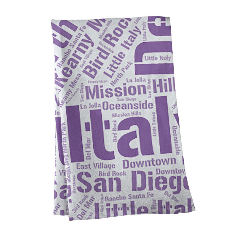 Cotton Tea Towel Kitchen Towel, Purple, San Diego
