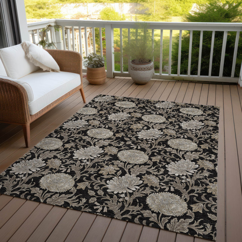 Floral Indoor / Outdoor Rug, Rectangle 3' x 5'