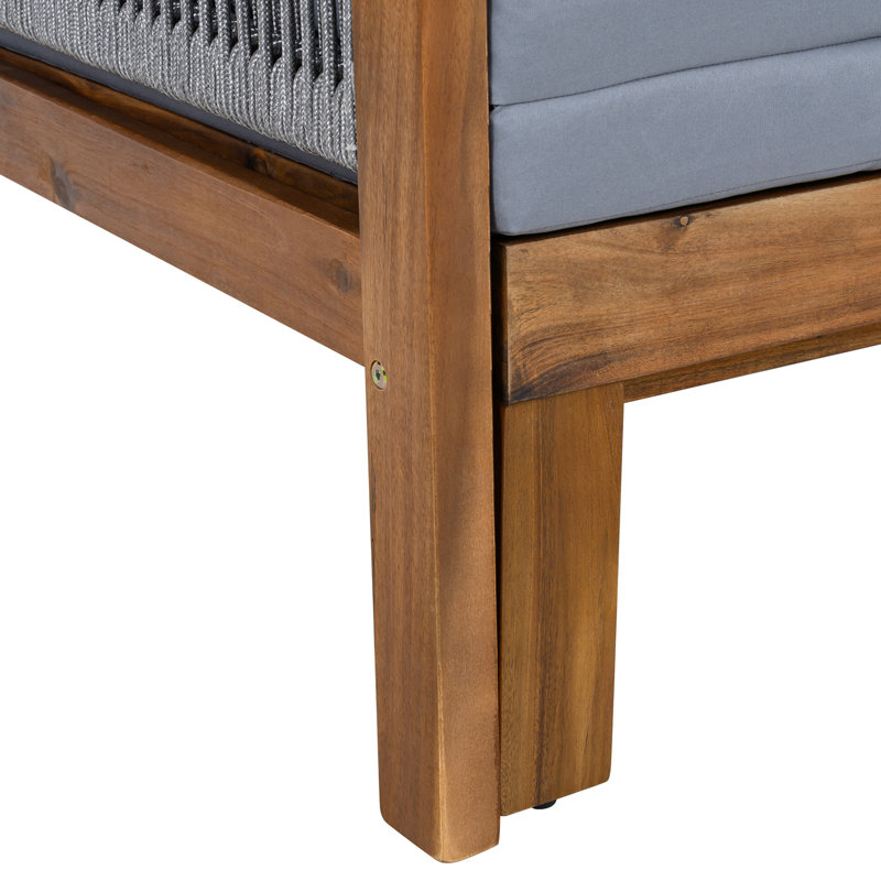 Canapé-lit convertible d'extérieur avec structure en bois d'acacia, Gris, tissu de bois naturel