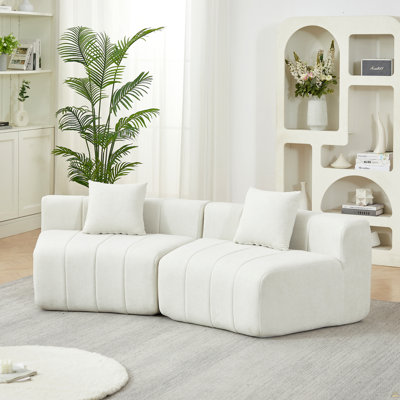 Canapé modulaire incurvé chenille avec 2 coussins Chenille