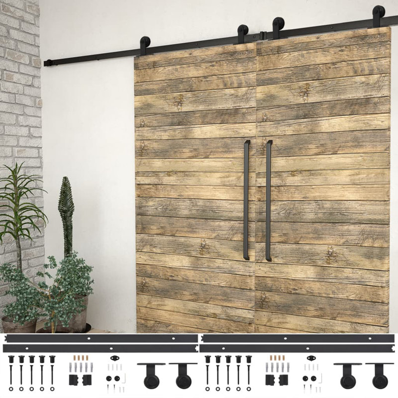Shillington Sliding Double Door Barn Door Hardware Kit