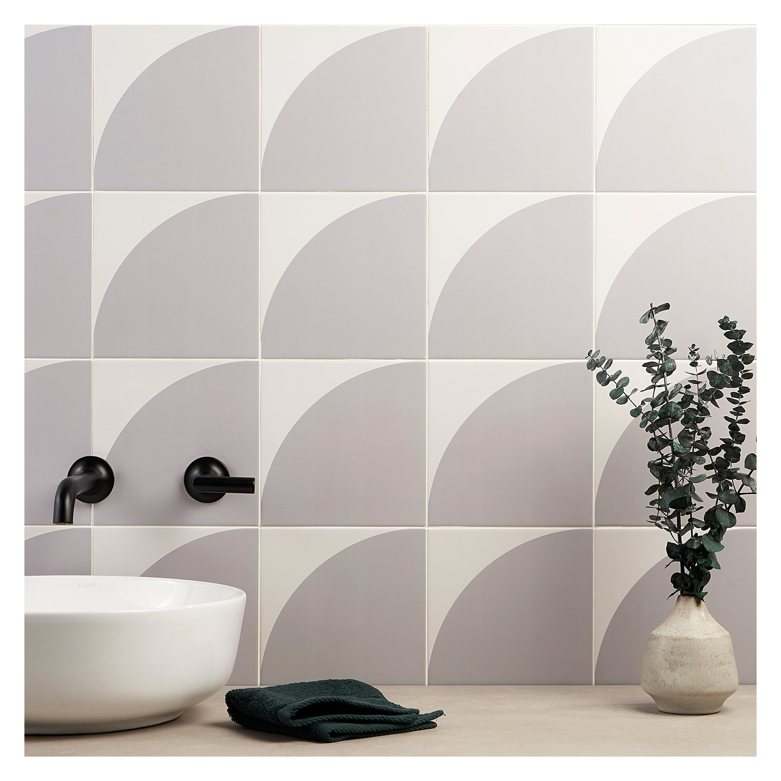 Stacy Garcia Victoria 8" x 8" Porcelain Encaustic Patterned Look Wall & Floor Tile, Cool Gray, 8" W x 8" L