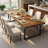 Walnut-colored Industrial Style Solid Wood Dining Table