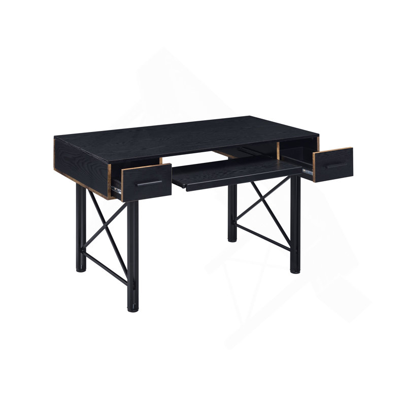 Bureau d'ordinateur à finition noire