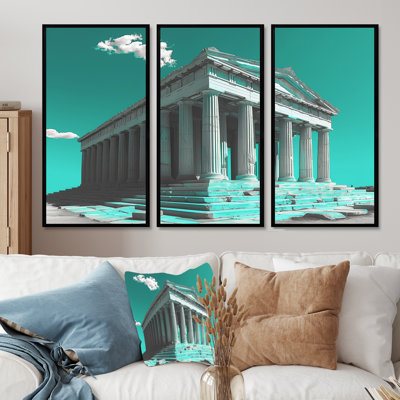 Green White Greek Historic Monument Photo II - Monuments Wall Decor Set