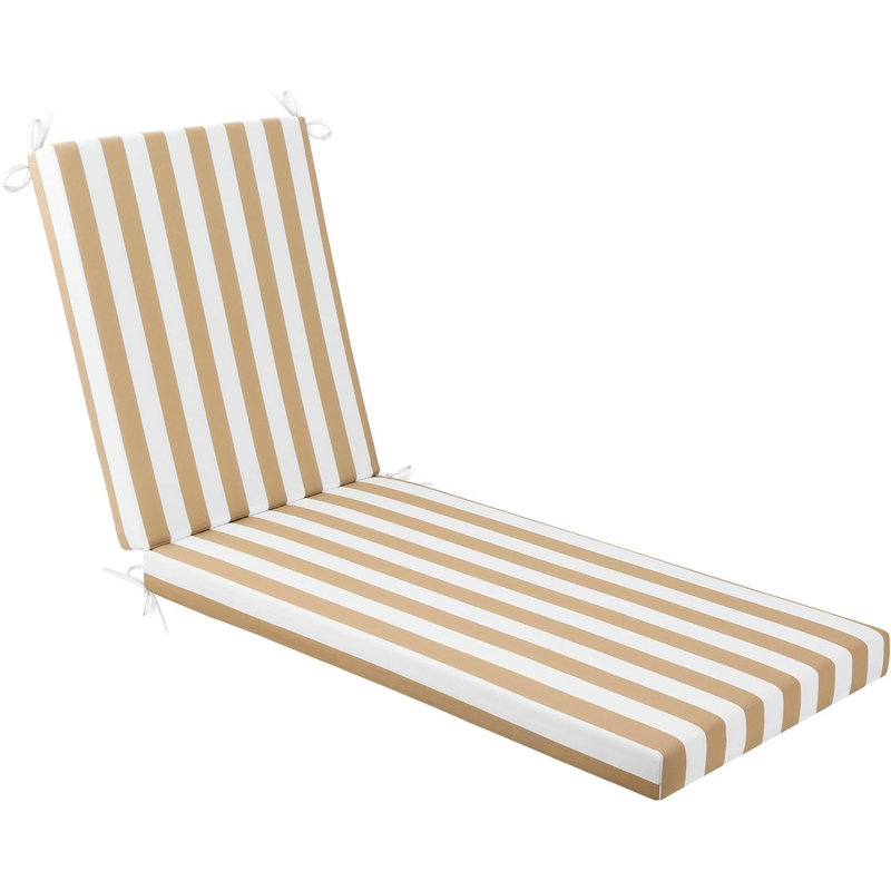80" Outdoor Chaise Lounge Cushion Olefin Fabric Waterproof Fade-Resistant, Brown Stripes