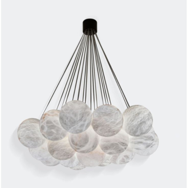 Lustre sphère 9 lumières, Fer vieilli, Noir, H 24 po x l 16 po x P 16 po