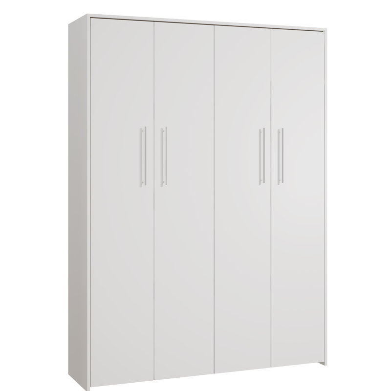 Space-Saving Murphy Cabinet Bed with Fold-Out Bed, White
