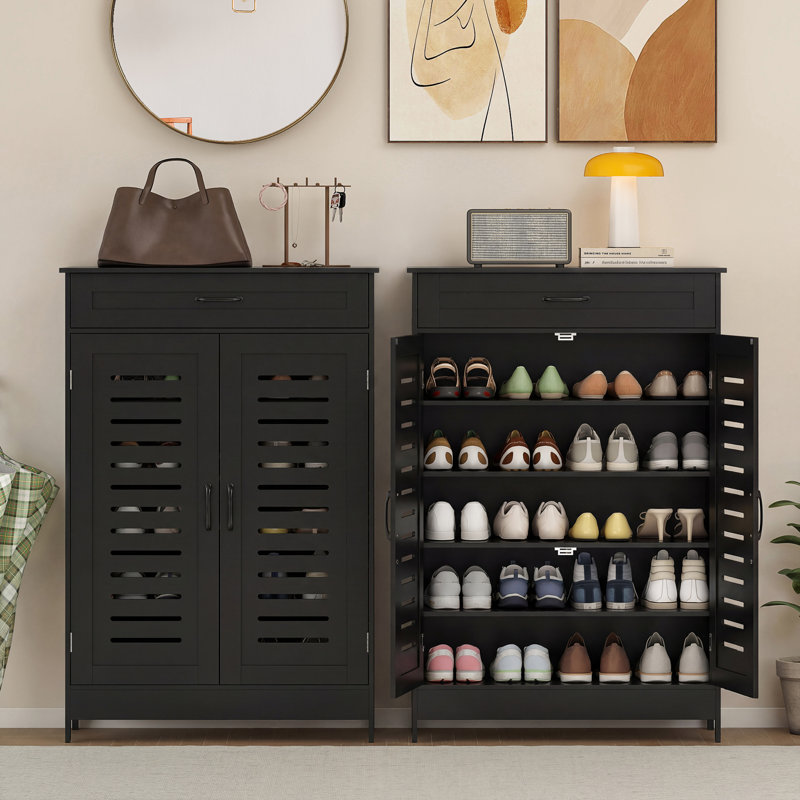 20 Pair Shoe Storage Cabinet, Black