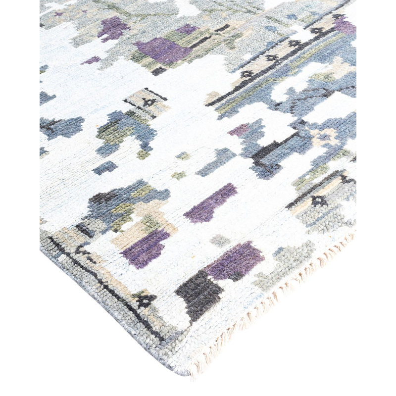 Tapis moderne fait à la main de conception unique - gris, 7 pi 10 po x 10 pi 3 po