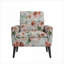 Fauteuil d'appoint de salon en tissu de polyester à motif floral avec pieds en bois massif pour petits espaces