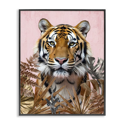 Tigre féroce sur giclée rose, design par Kim Allen