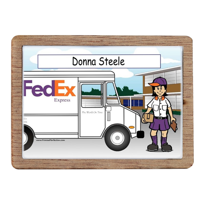 Magnet en bois personnalisé pour chauffeur Fedex, Oui