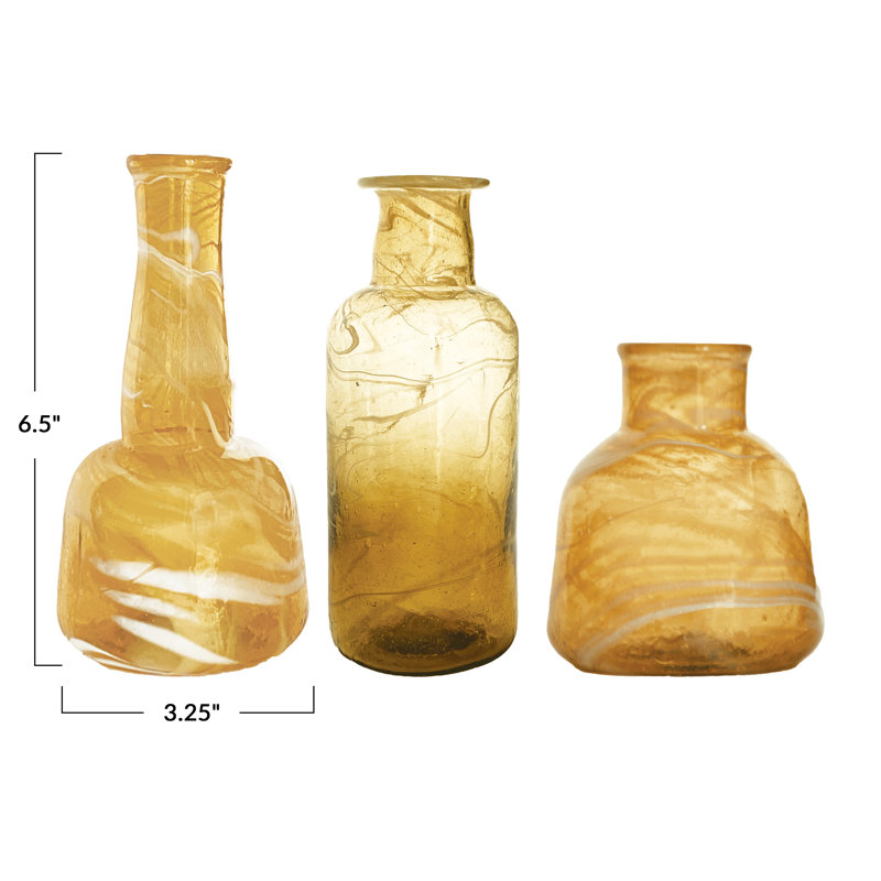 Sunlit Recycled Glass Vase Trio