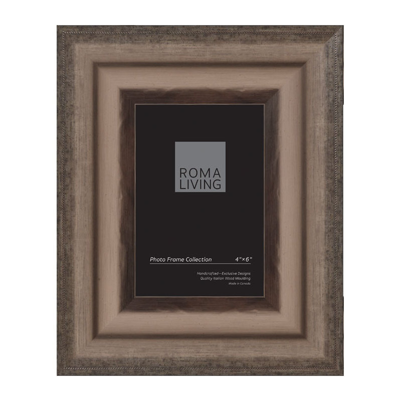 Messina Wood Beveled Picture Frame, 4" x 6", Rubbed Pewter