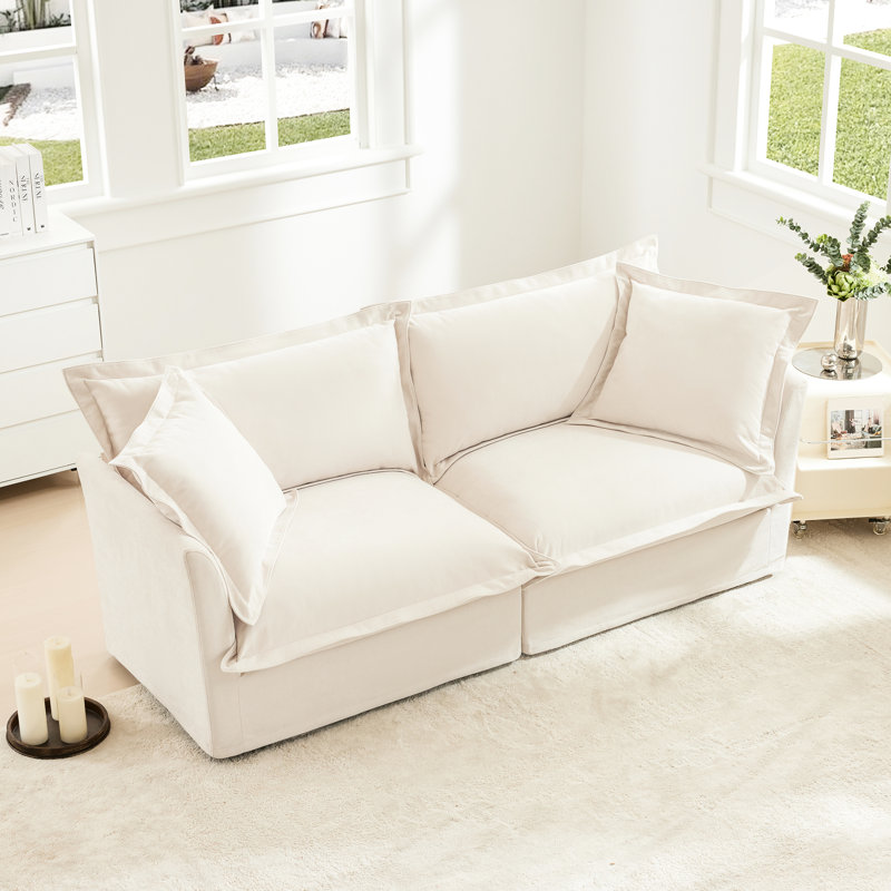 Crème 2 places pour le bureau - Tissu d'ameublement en chenille et conception ergonomique
