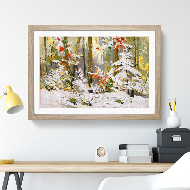 Winter Woodland by Tom Thomson - Picture Frame Painting, 36cm H x 48cm W x 2cm D, Oak Framed